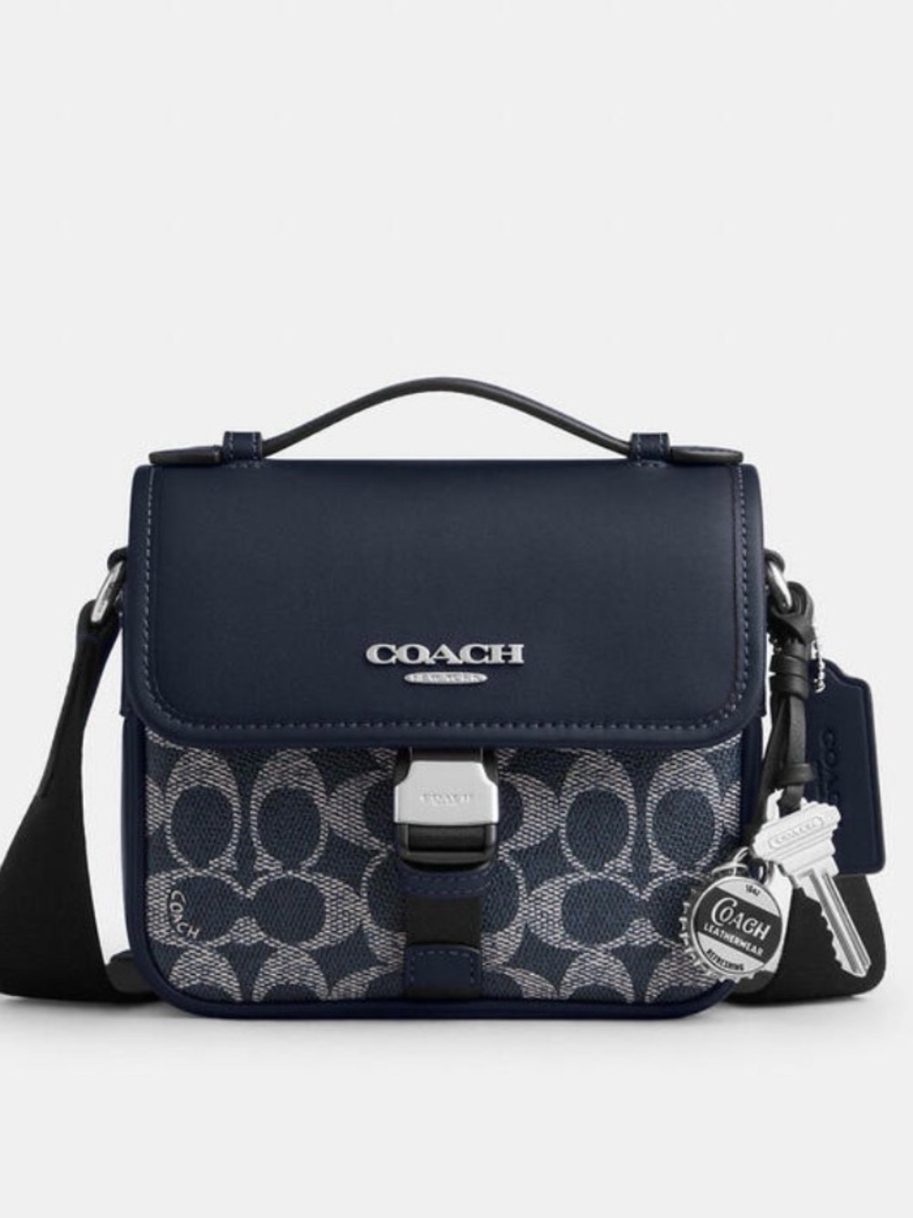 💙Coach NWT Blue Racer Crossbody Bag In Signature Canvas With Crossbody & Charms